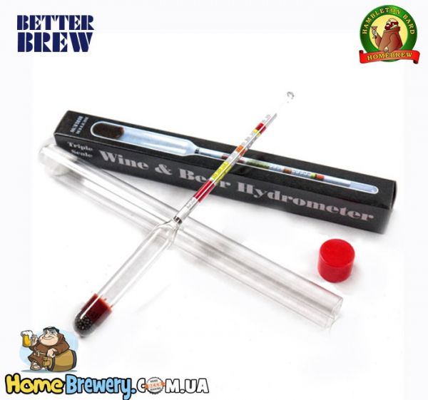 Гидрометр трехшкальный Better Brew Wine Beer Hydrometer