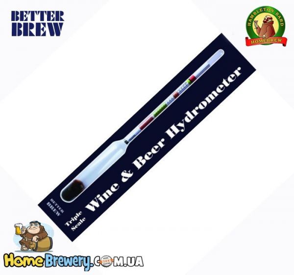 Гидрометр трехшкальный Better Brew Wine Beer Hydrometer
