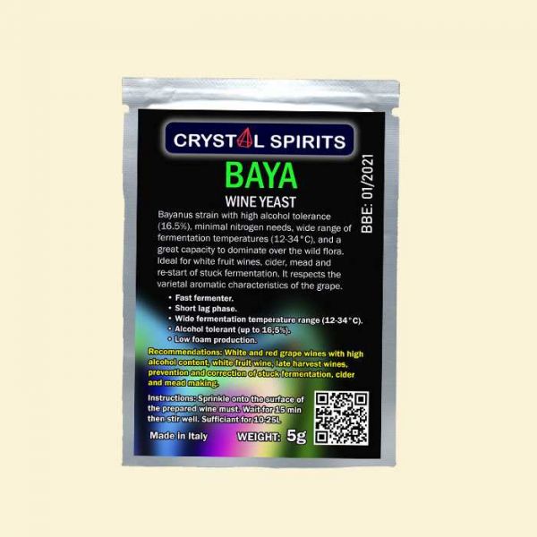 Дрожжи для белых и розовых фруктовых вин Crystal Spirits BAYA Wine Yeast